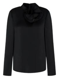 Emporio Armani Ruffled high-neck Blouse | Black | FARFETCH at Farfetch